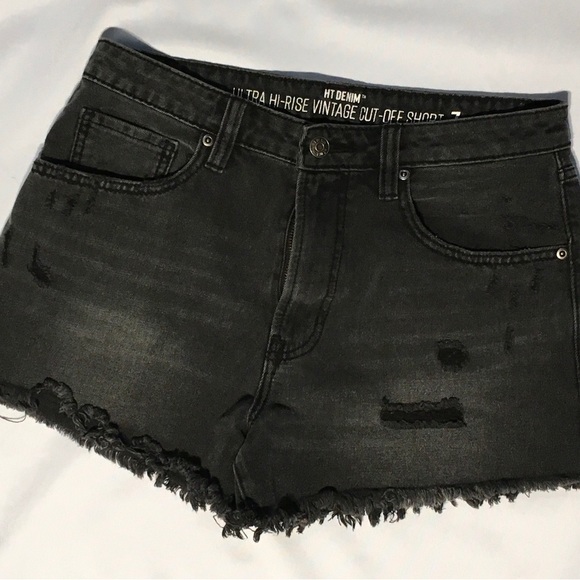 Hot Topic Shorts Ht Hot Topic Black Denim Distressed Vintage Cut